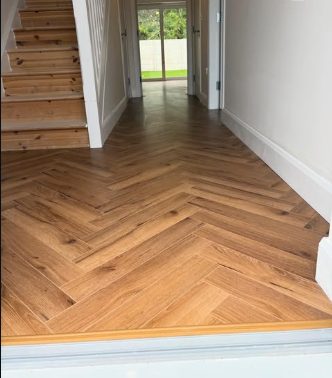 Light oak herringbone hallway